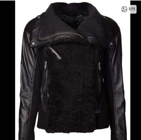 YIGAL AZROUEL CUT25 Black Grunge Designer Leather Moto Jacket Sherling - Picture 1 of 16